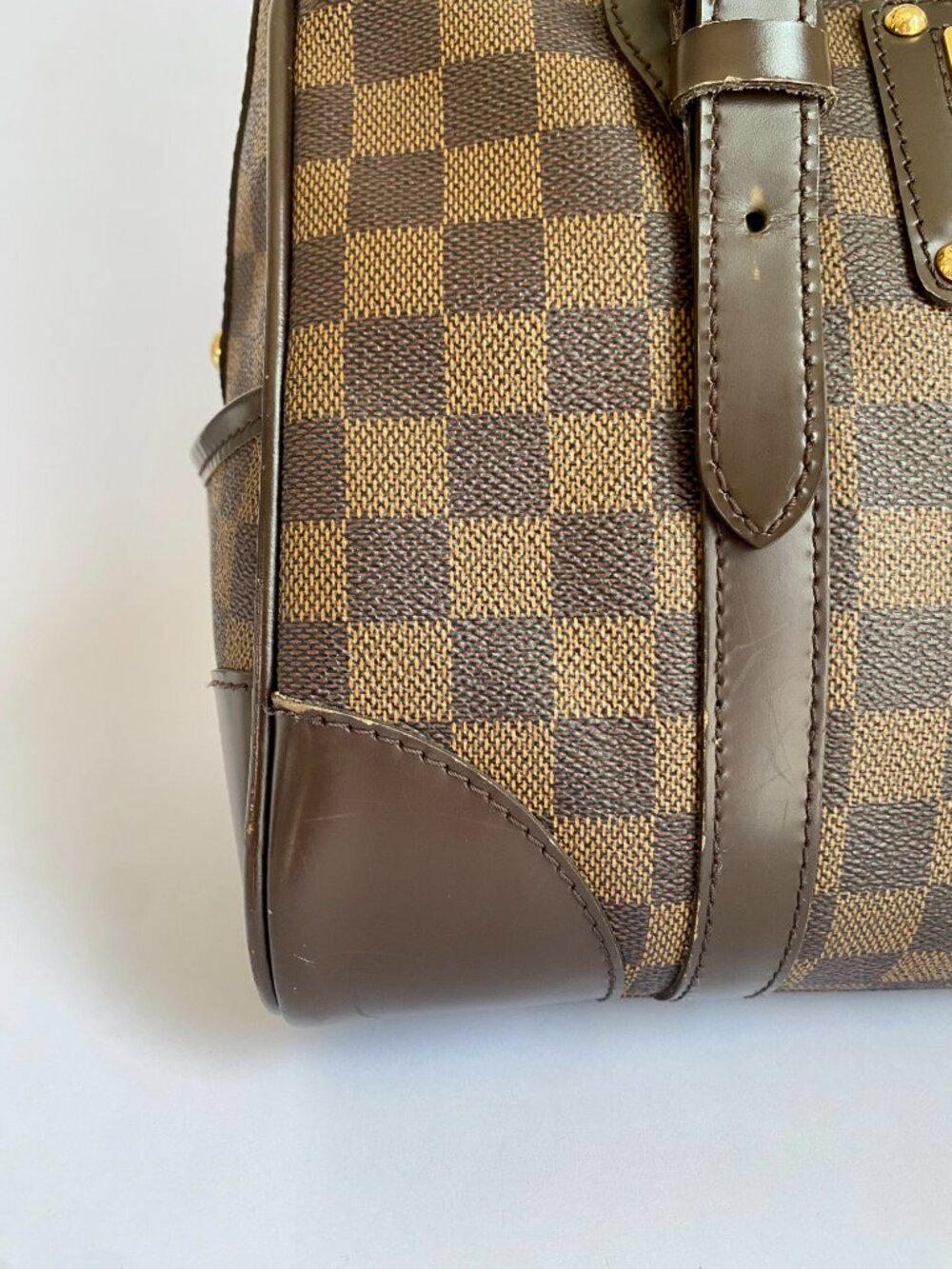 Louis Vuitton Berkeley Damier Ebene Satchel Bag Brown Top Handle - Picture 11 of 16